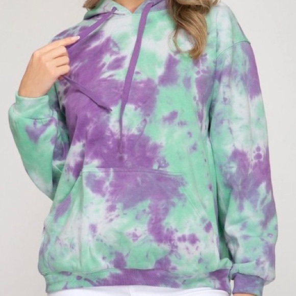 She + Sky Tops - ✨HOST PICK! She + Sky women purple/green french terry tie dye hoodie sweatshirt
